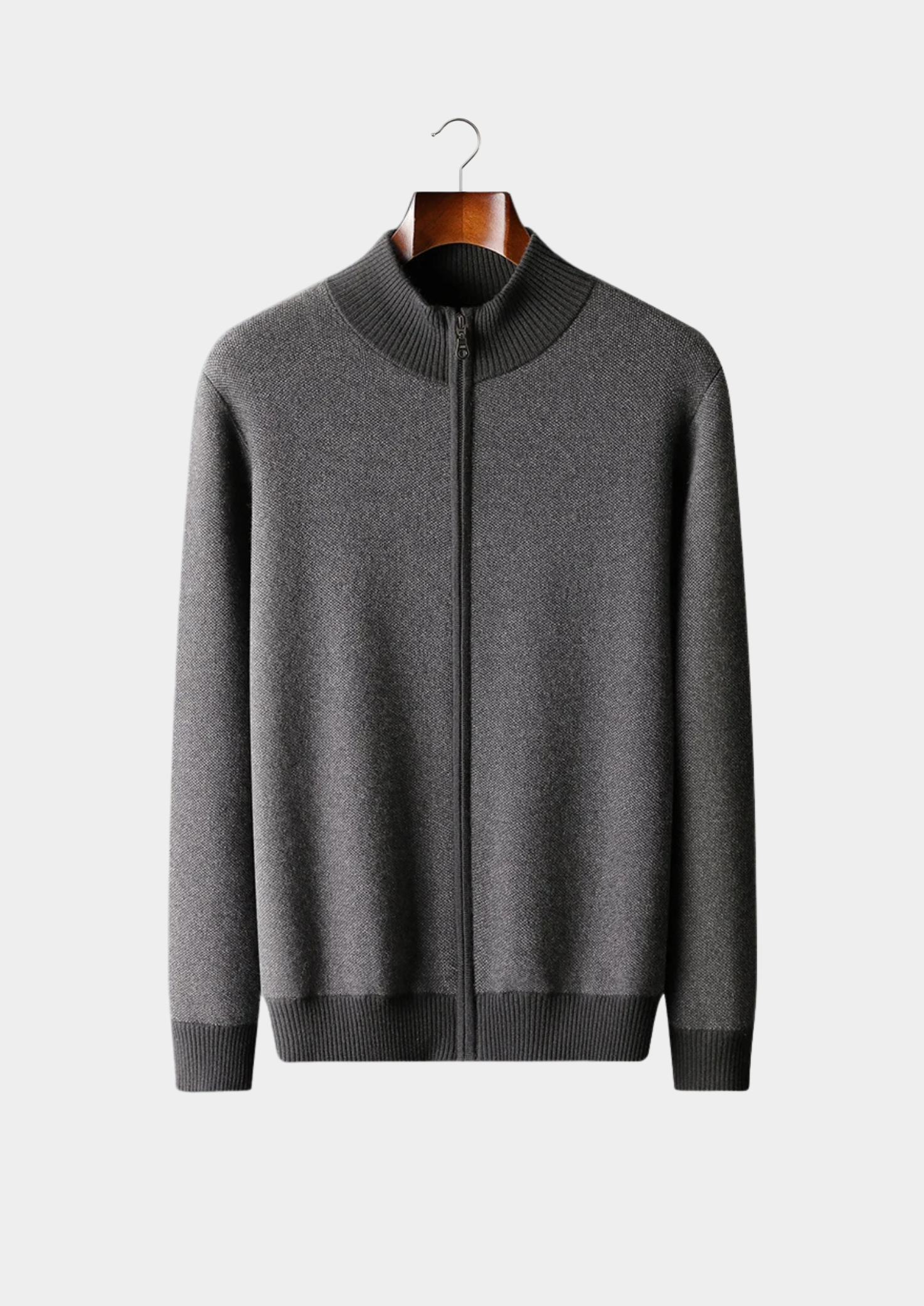 Jacquard Zip Cardigan in Premium Cashmere