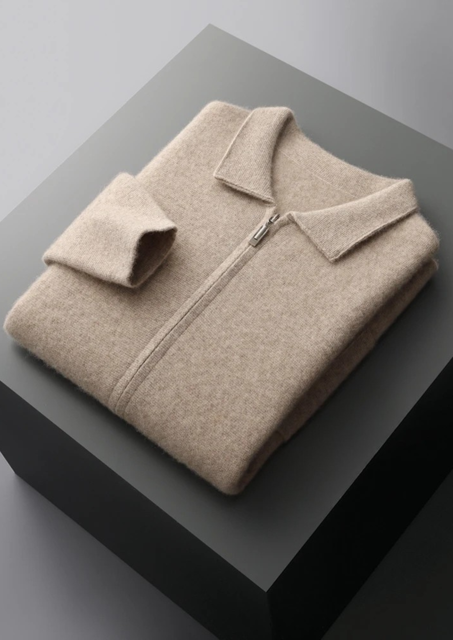 Cashmere Premium Zip Front Cardigan