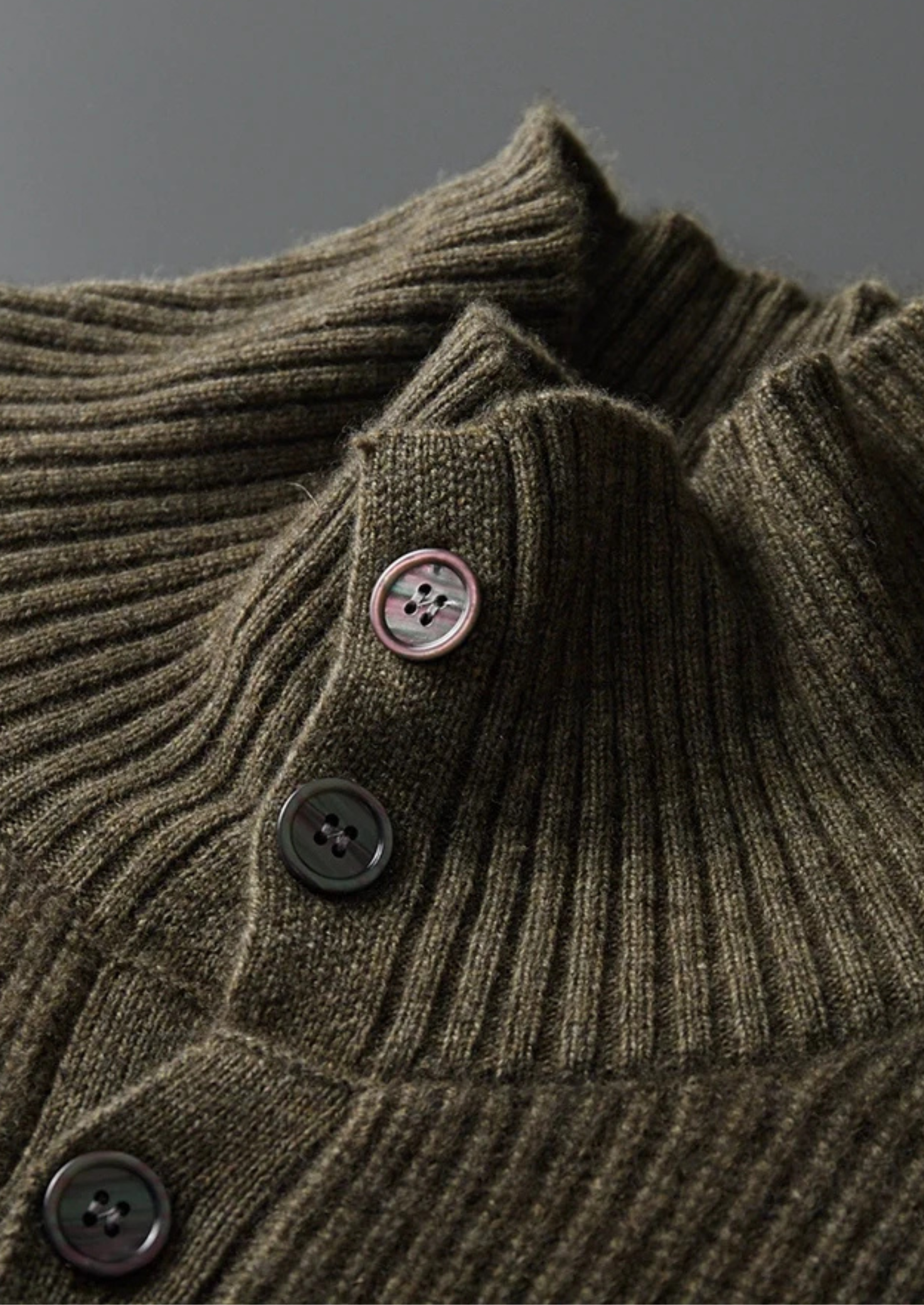 Premium Cashmere Ribbed Collar Cardigan