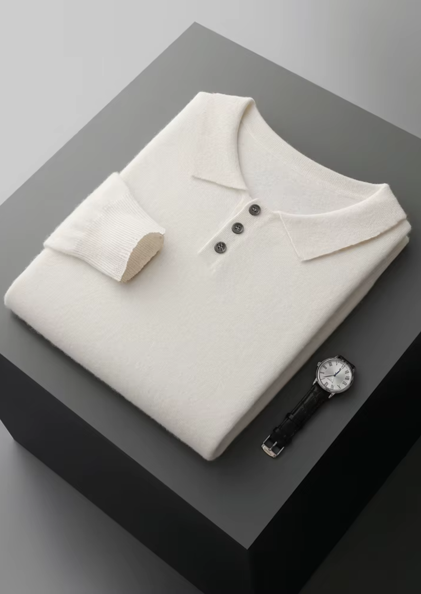 Merino Wool Extra-Fine Classic Polo Sweater
