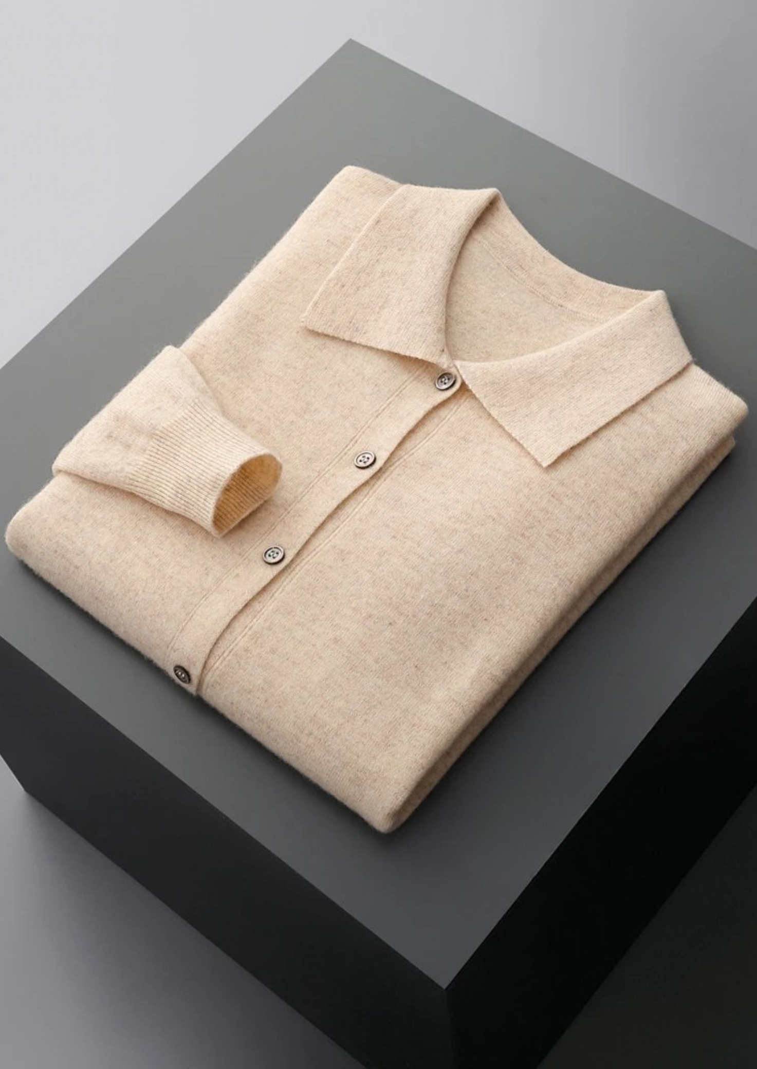 Merino Wool Pure Extra-Fine Polo Style Cardigan