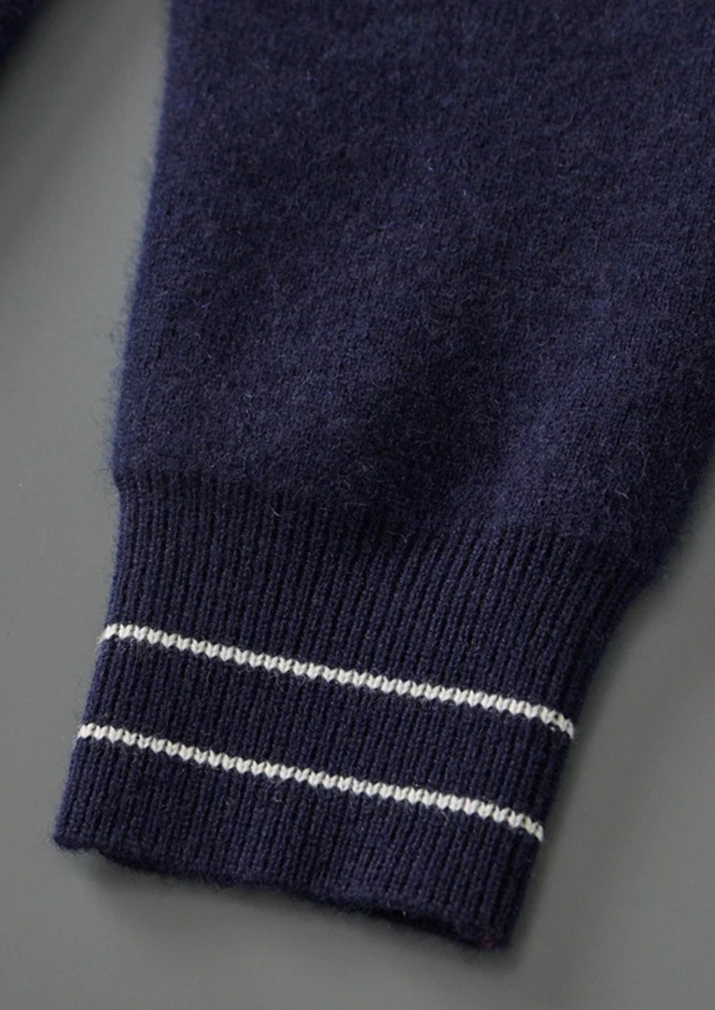Two-Tone Polo Cardigan Merino Wool Extra-Fine