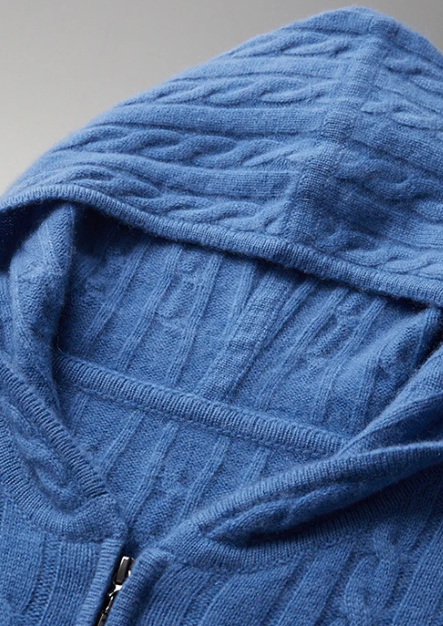Cable Knit Zip Hoodie Premium Cashmere