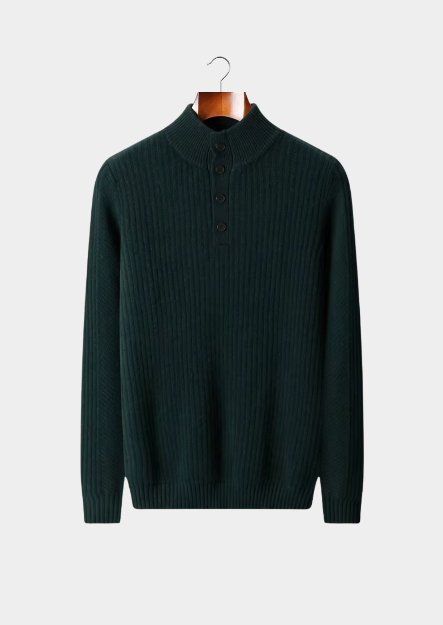 Extra-Fine Merino Wool Ribbed Henley Knit