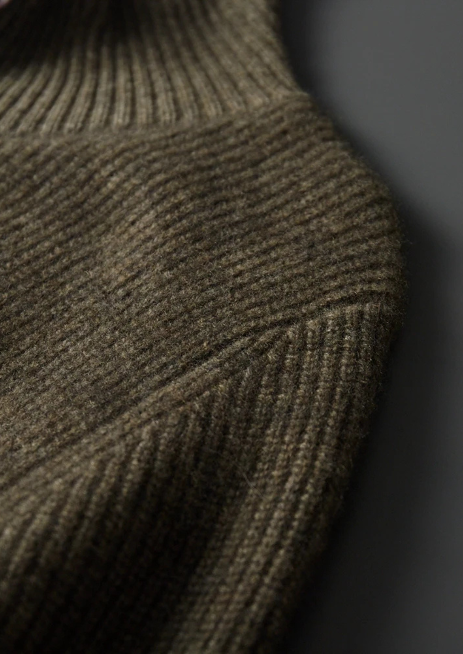 Premium Cashmere Ribbed Collar Cardigan