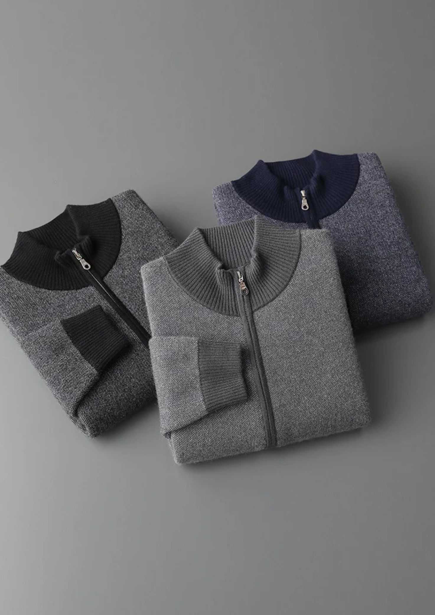 Jacquard Zip Cardigan in Premium Cashmere