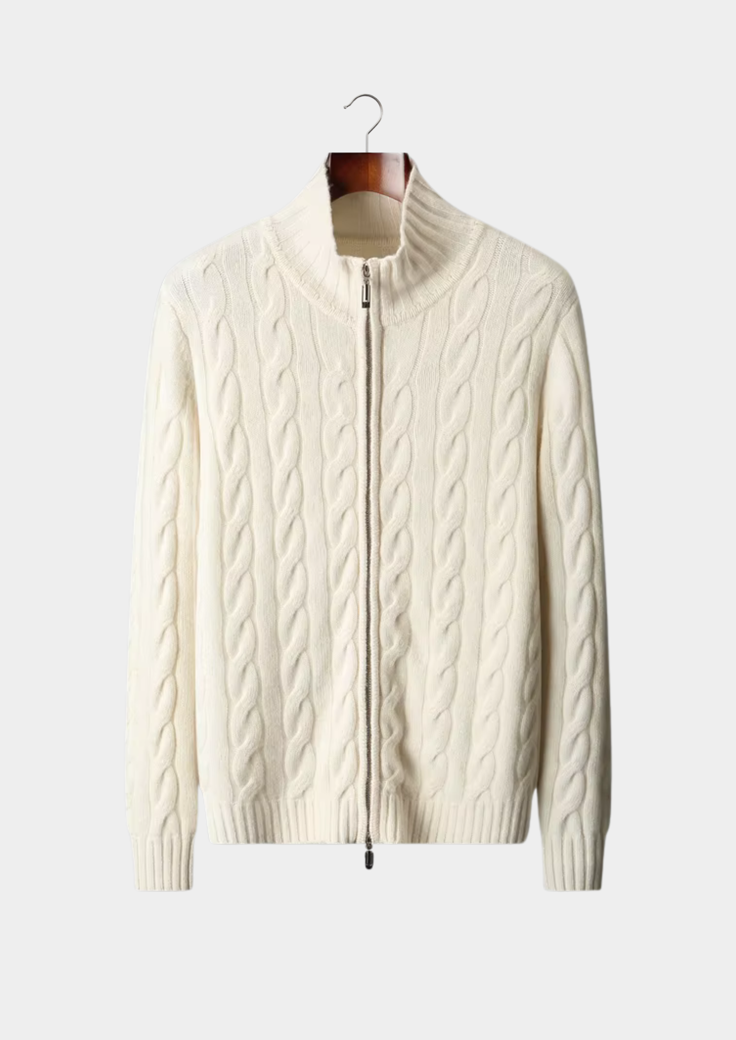 Double-Tone Cable Cardigan Merino Wool