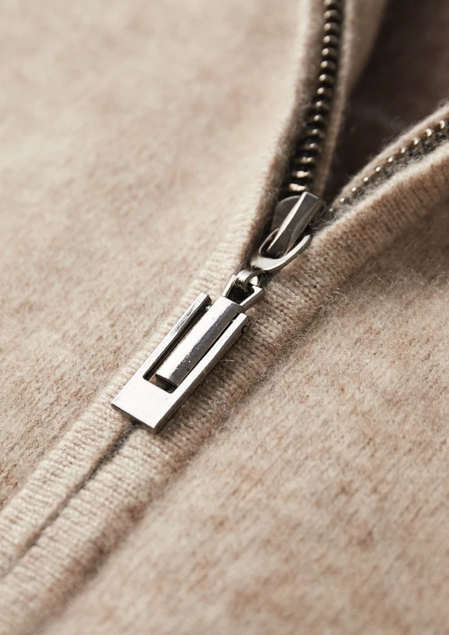 Premium Cashmere Double Tone Zip Cardigan