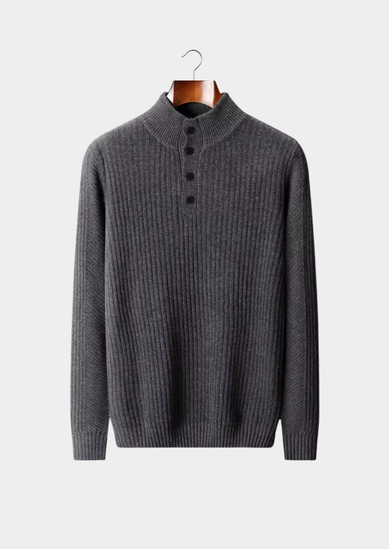 Extra-Fine Merino Wool Ribbed Henley Knit