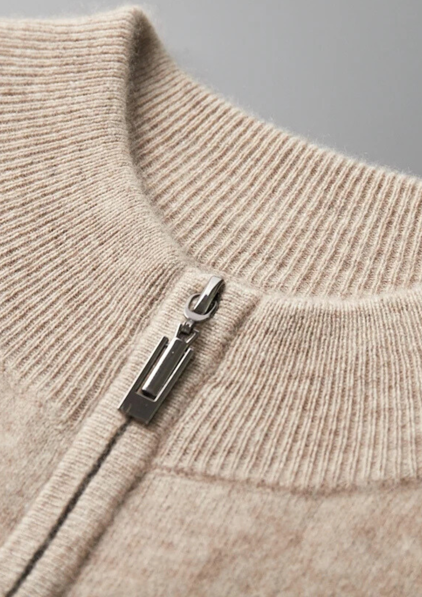 Premium Cashmere Double Tone Zip Cardigan