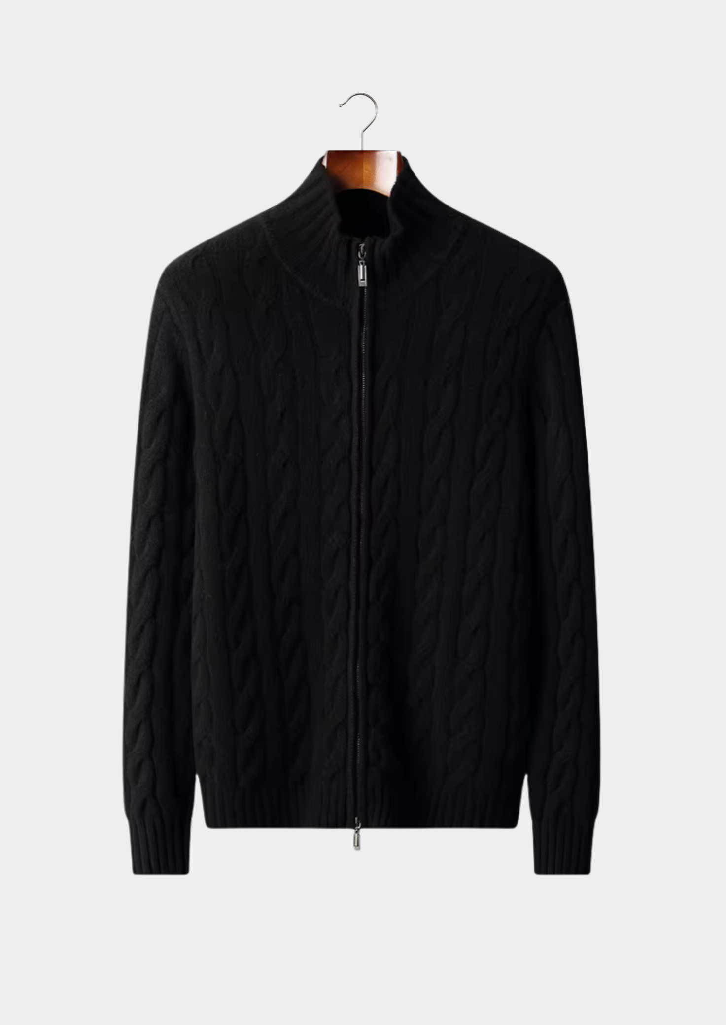 Double-Tone Cable Cardigan Merino Wool