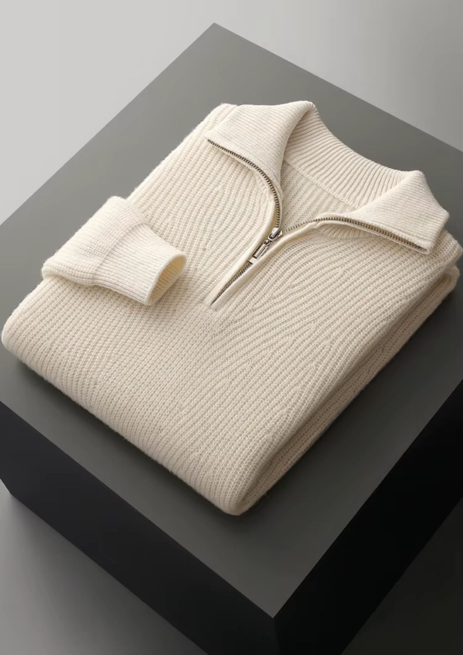 Half-Zip Knit Sweater Merino Wool Extra-Fine