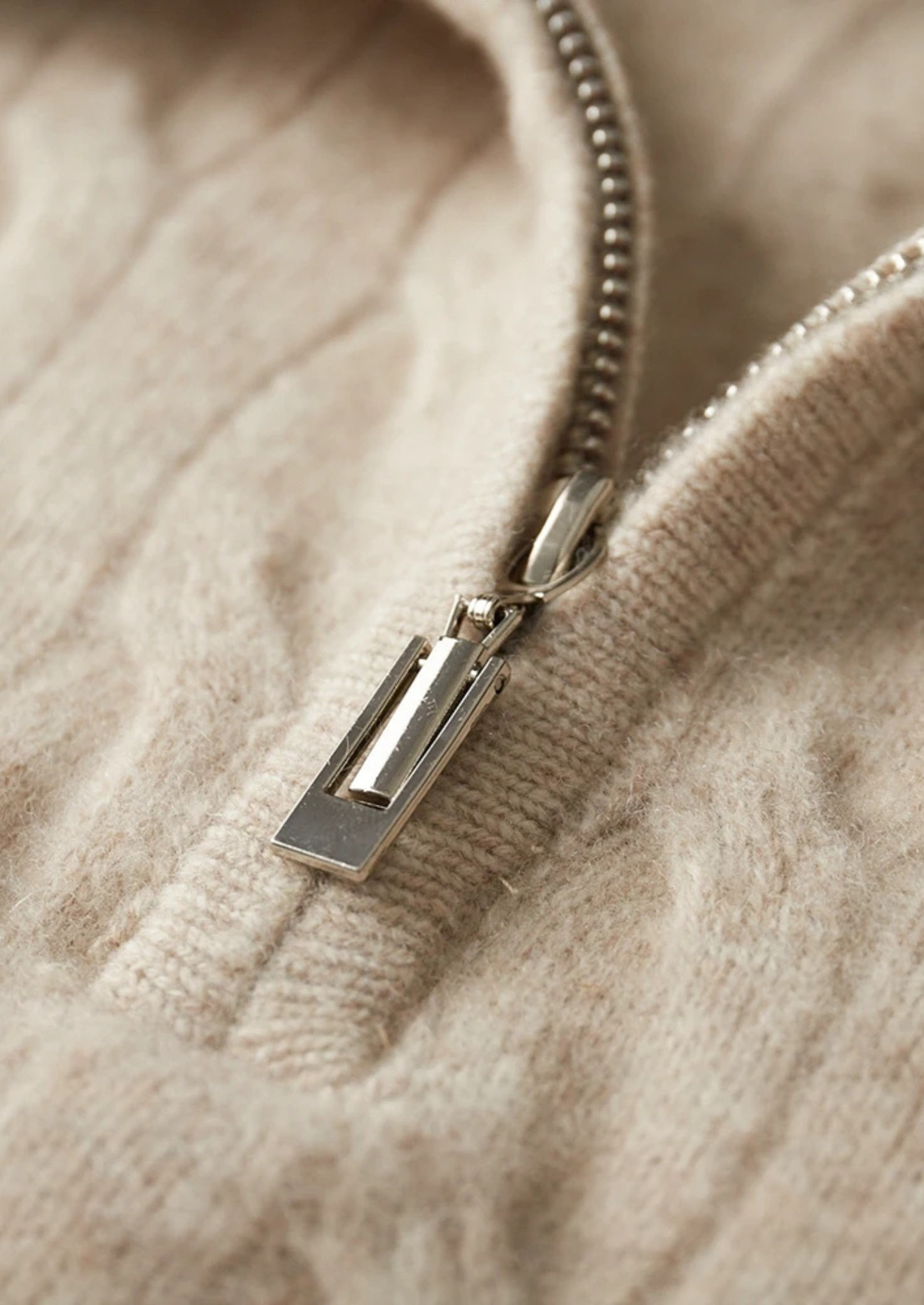 Half Zip Cable Sweater in Merino Wool Extra-Fine