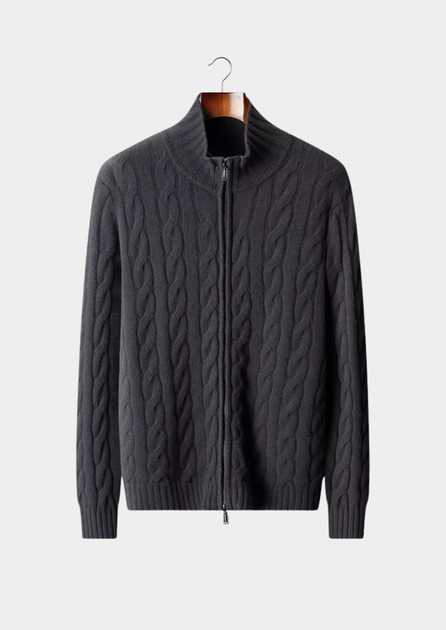 Double-Tone Cable Cardigan Merino Wool