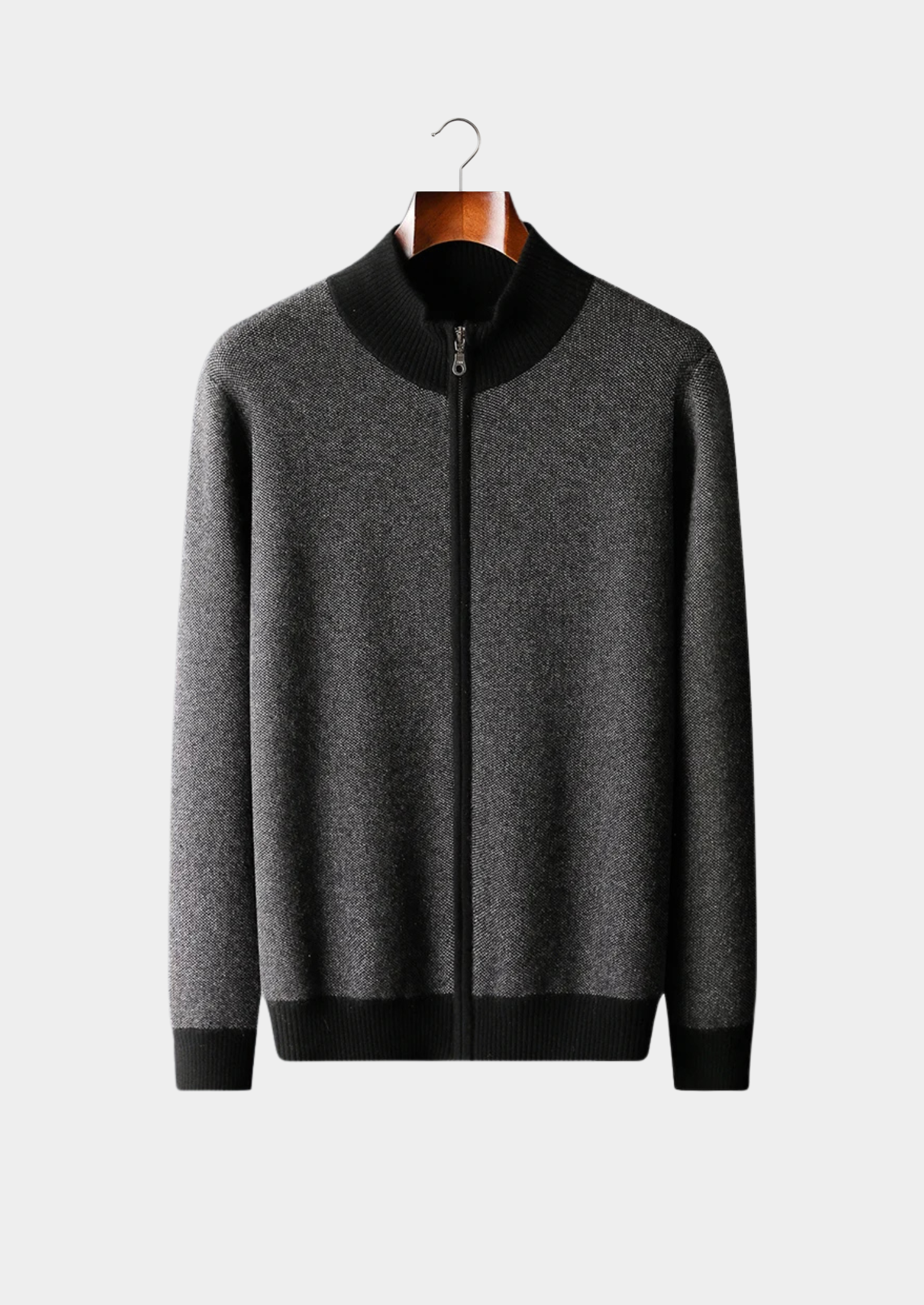 Jacquard Zip Cardigan in Premium Cashmere