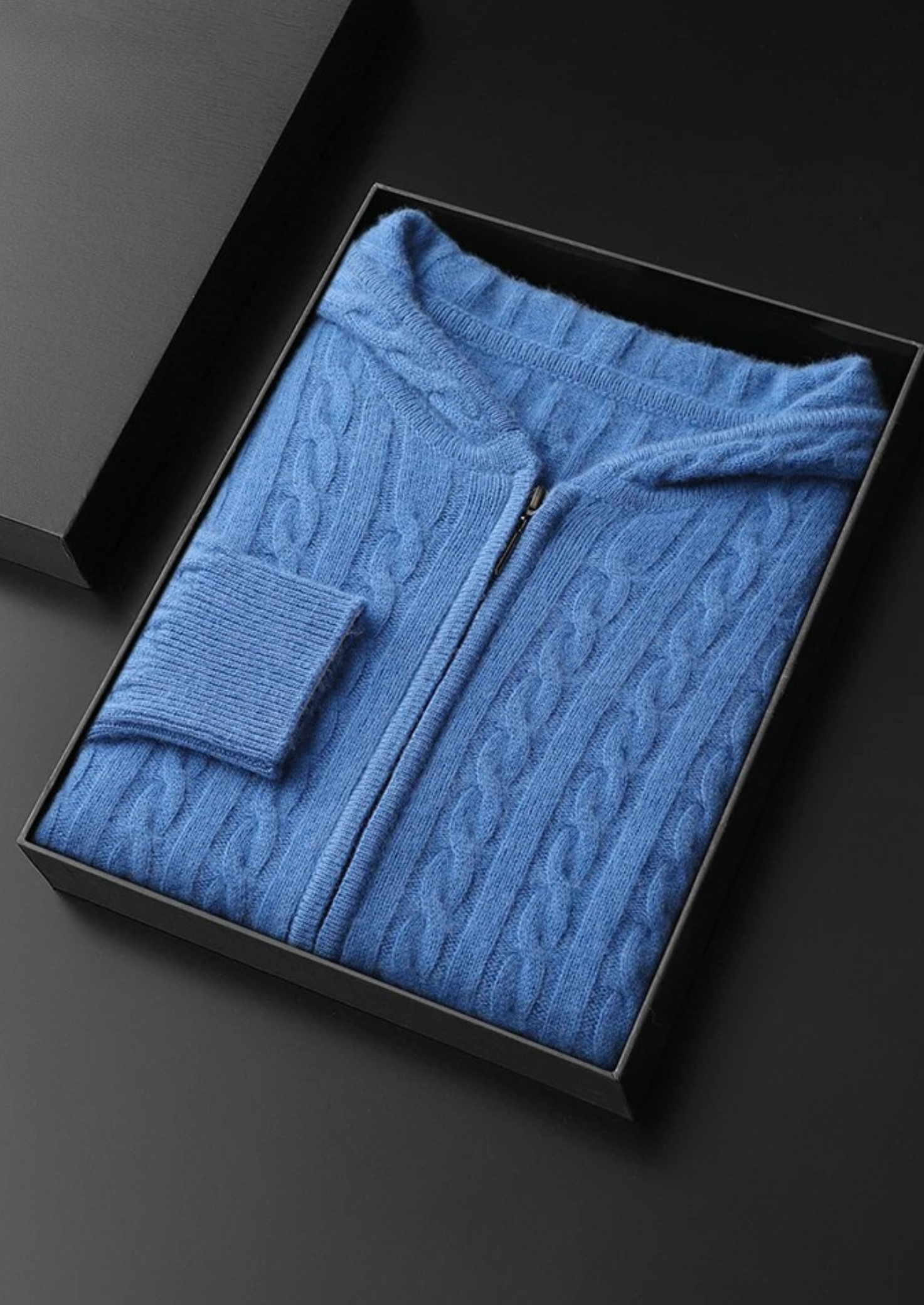 Cable Knit Zip Hoodie Premium Cashmere