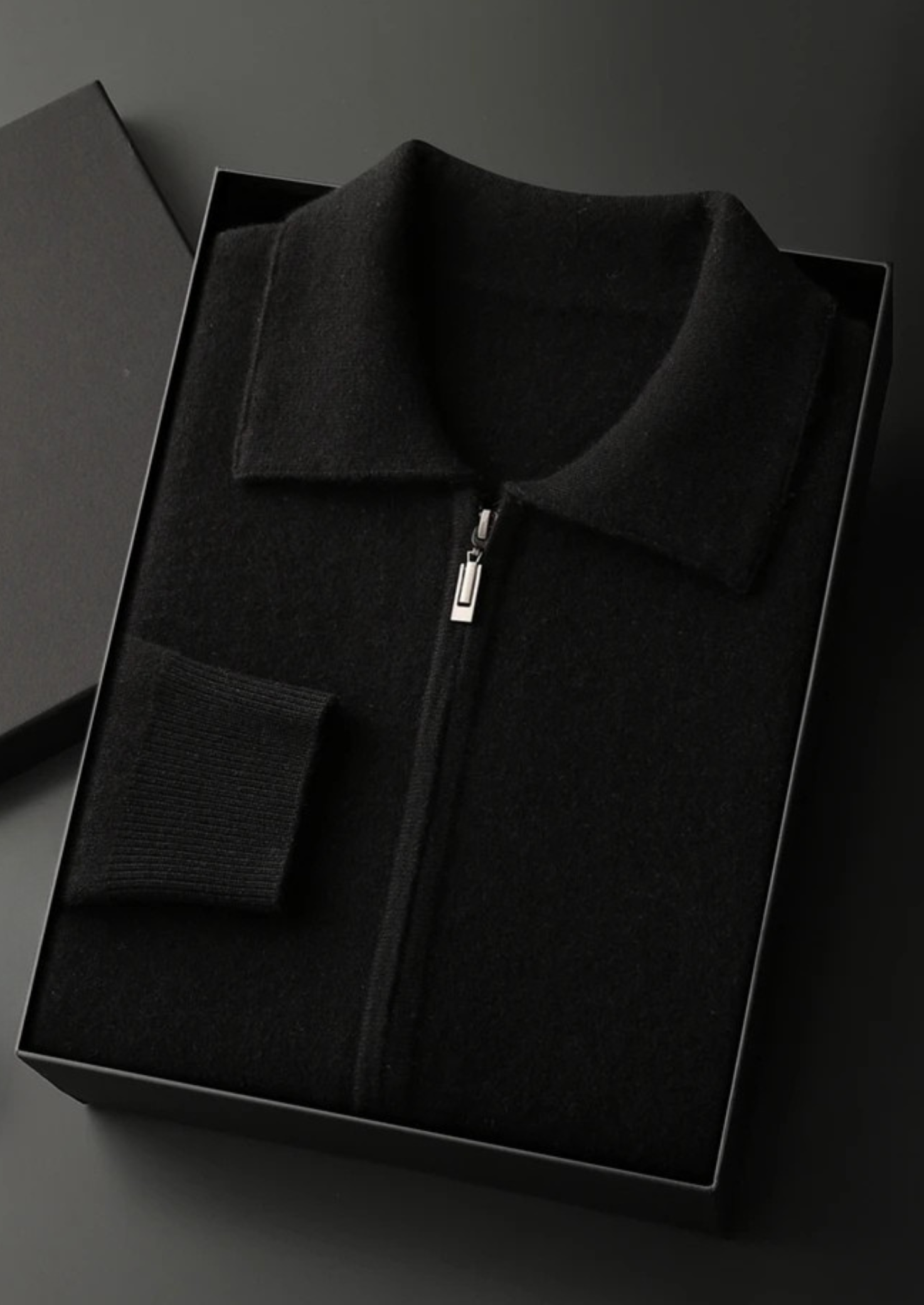 Polo Style Cardigan Premium Cashmere Zip