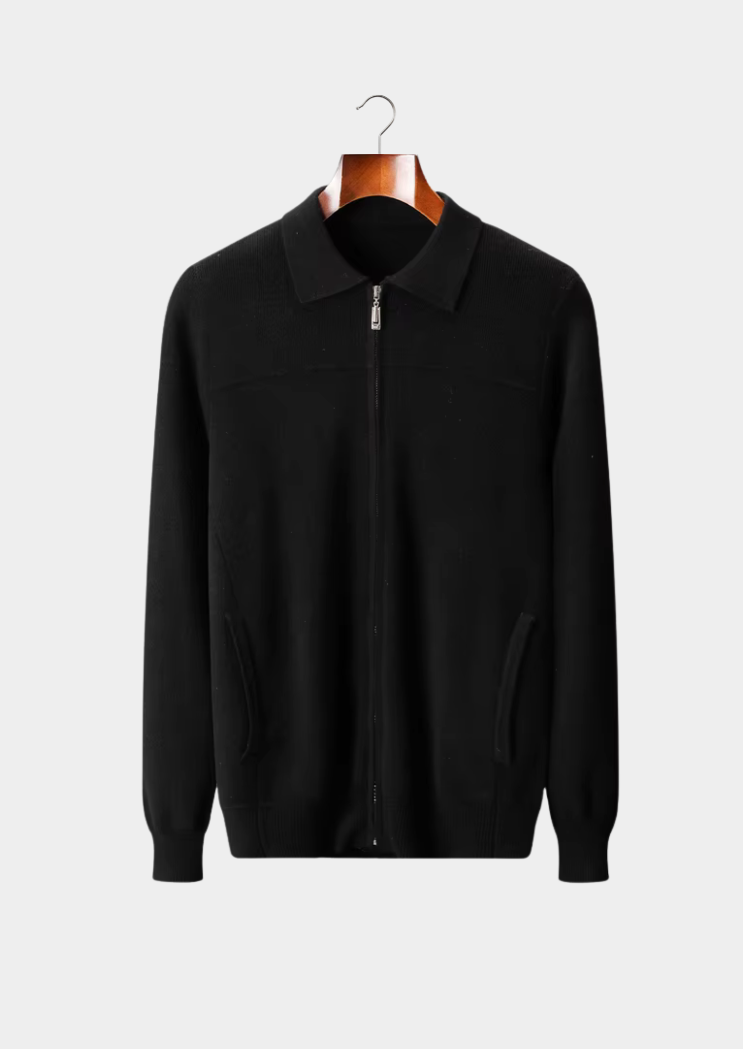Polo Cardigan in Merino Wool Ribbed Knit