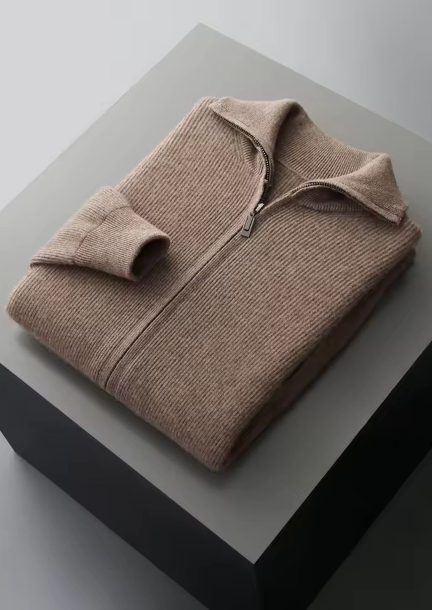 Merino Wool Extra-Fine Zip Cardigan Ribbed