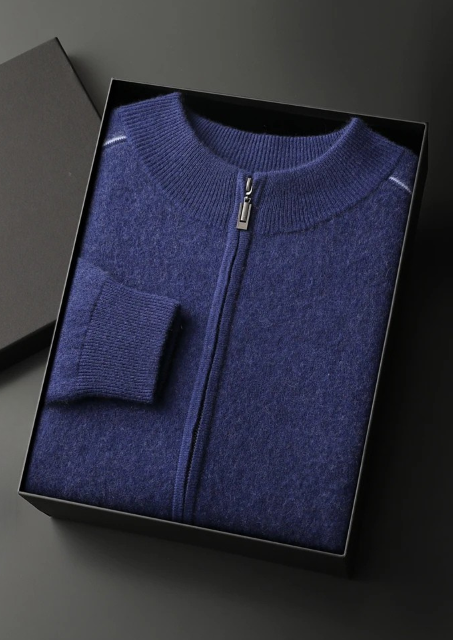 Premium Cashmere Double Tone Zip Cardigan