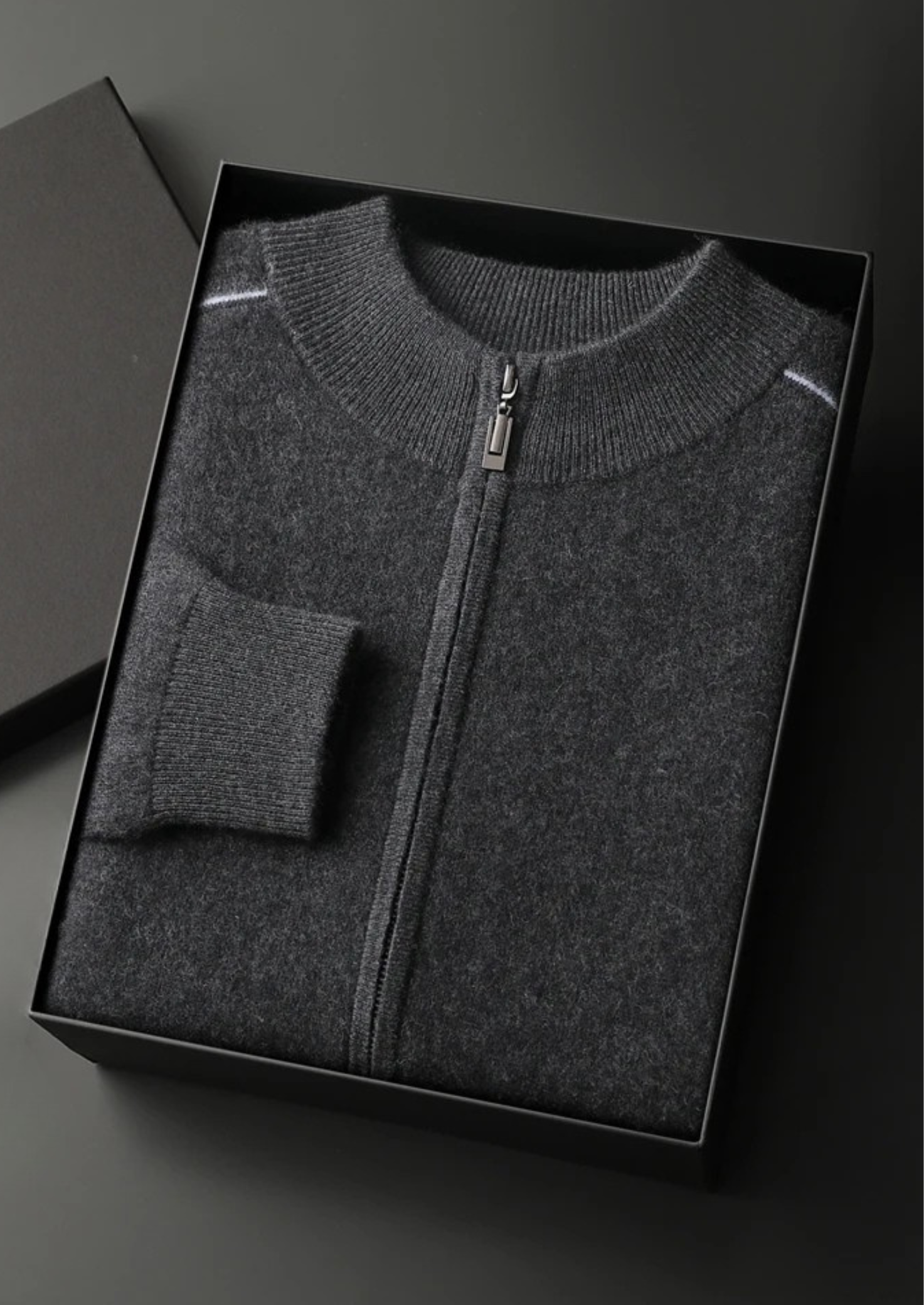 Premium Cashmere Double Tone Zip Cardigan