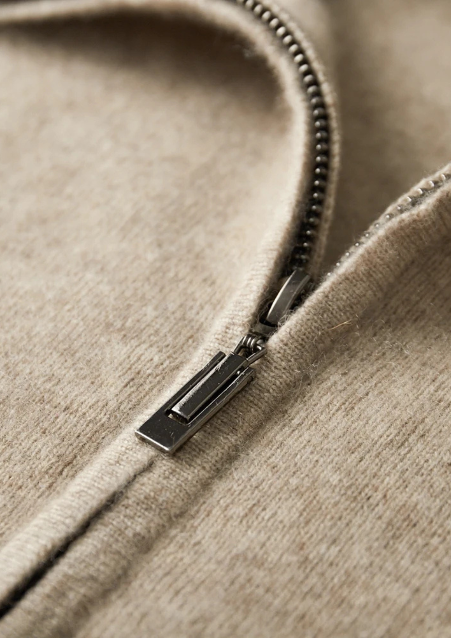 Polo Style Cardigan Premium Cashmere Zip