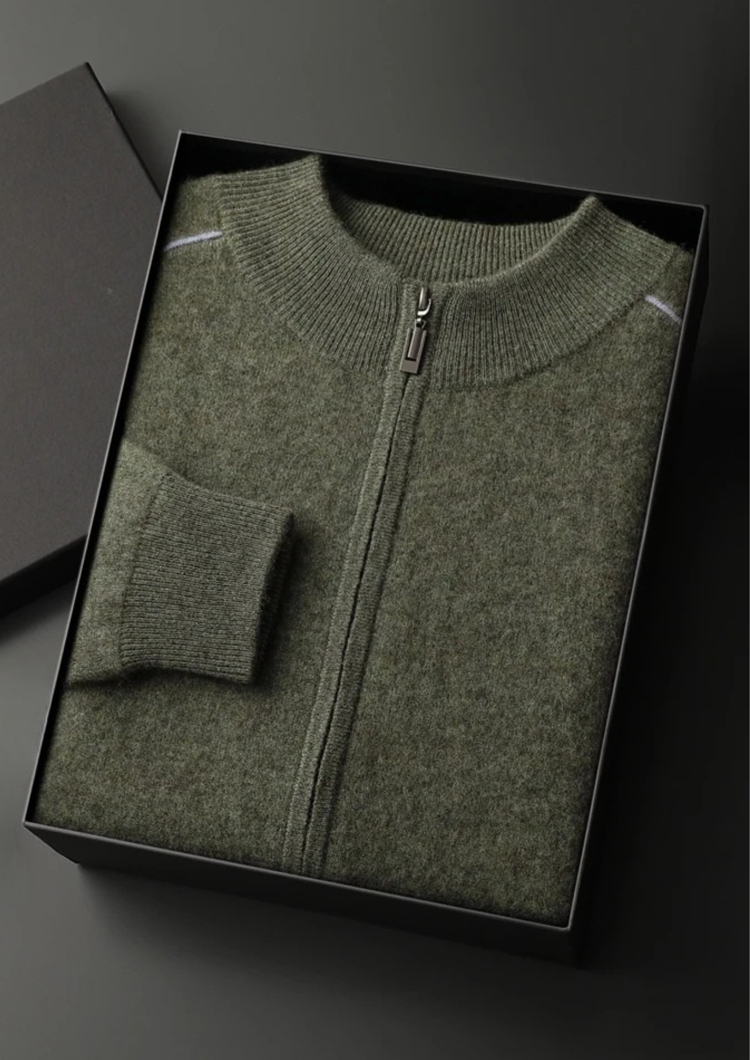 Premium Cashmere Double Tone Zip Cardigan