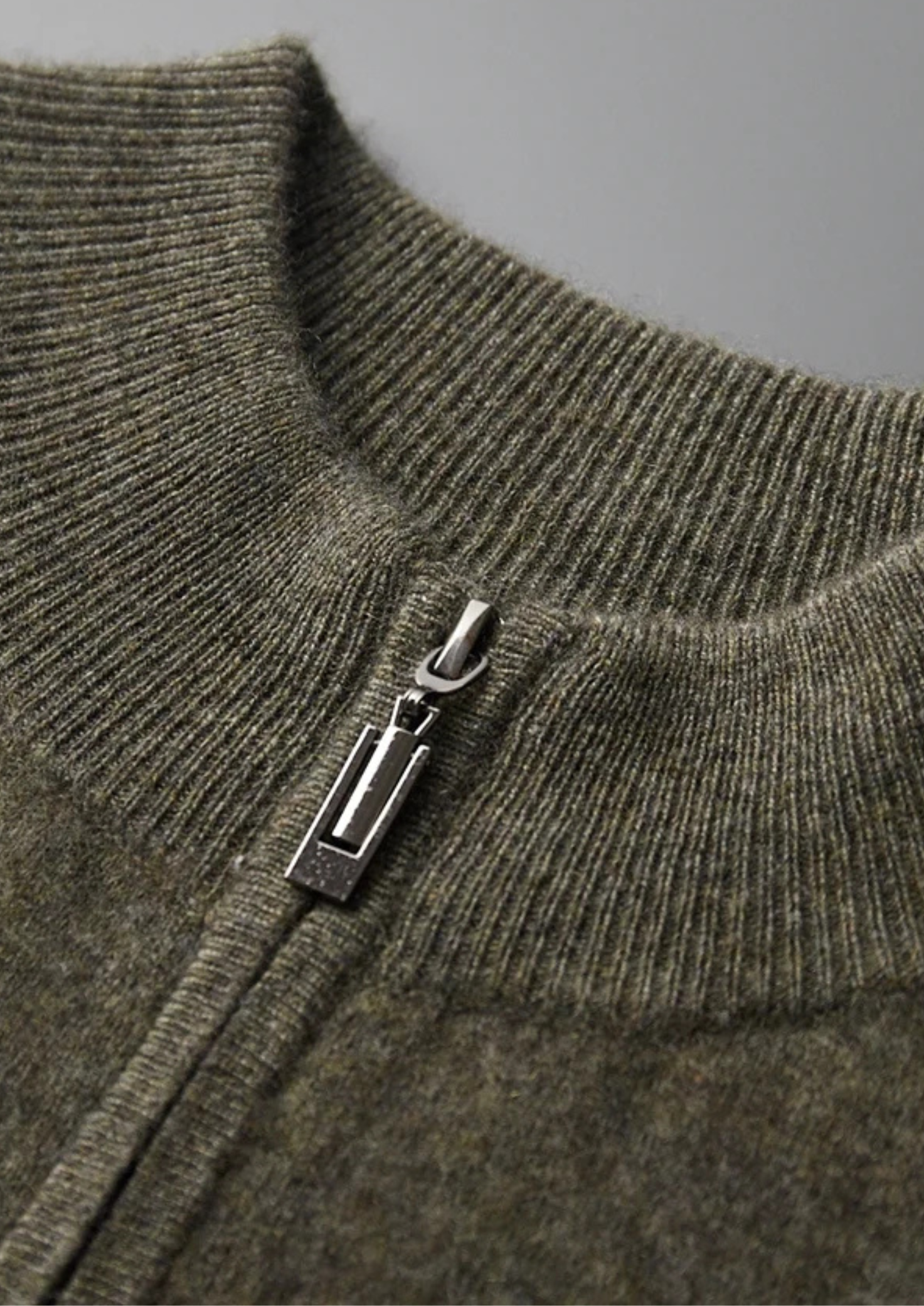 Premium Cashmere Double Tone Zip Cardigan