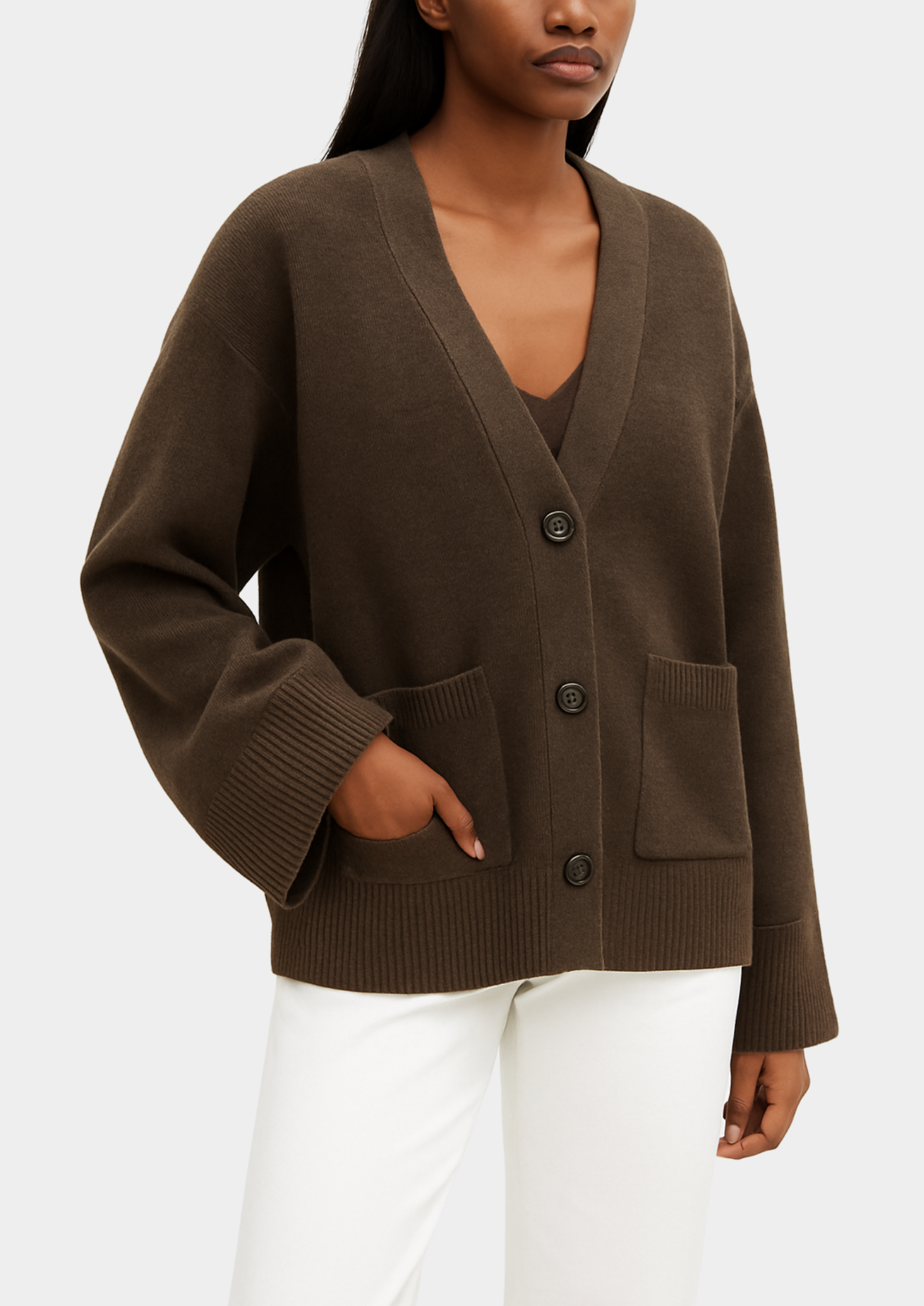 Solid Colour Knitted Cardigan for Women