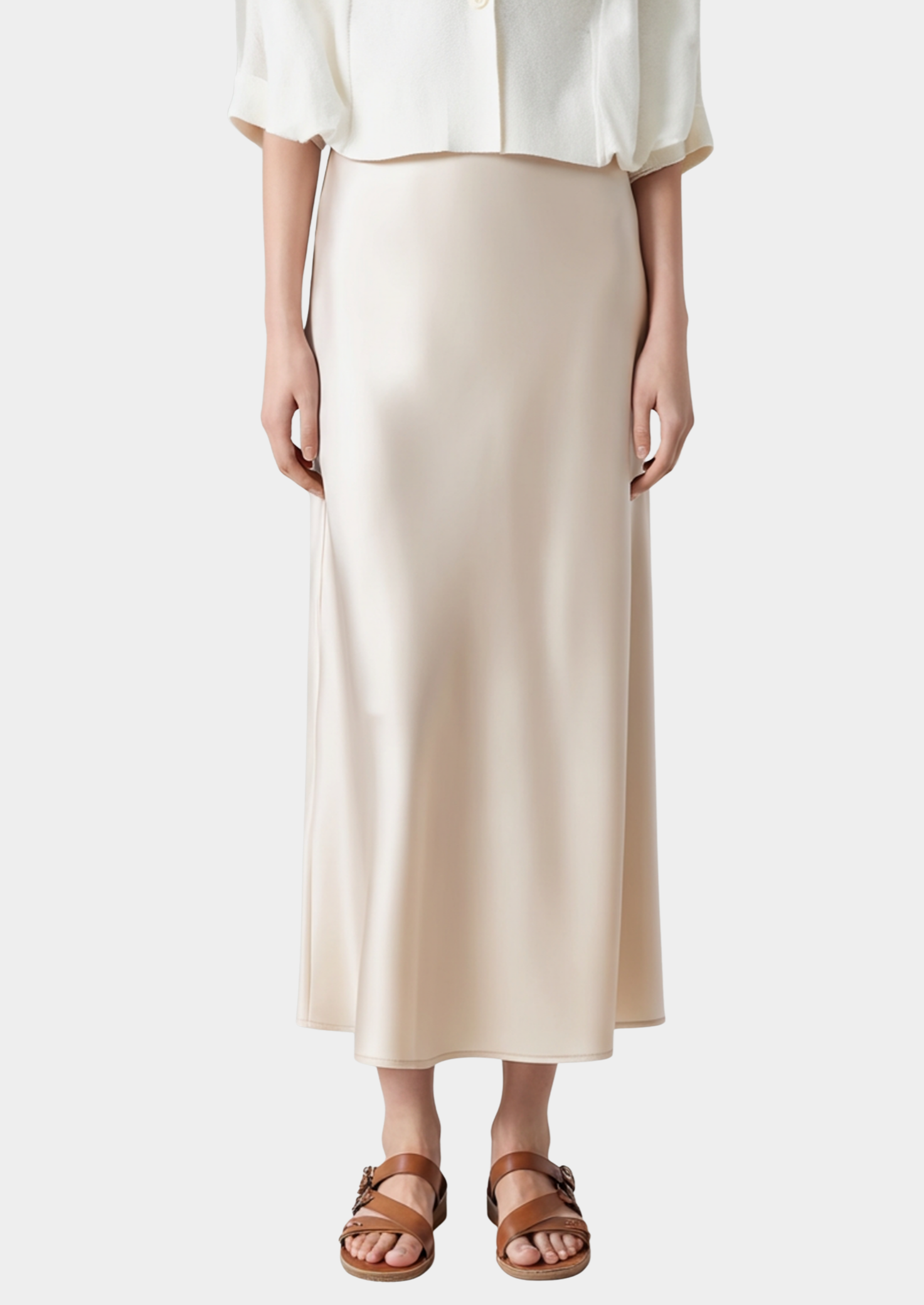 Old Money Silk Midi Skirt Women