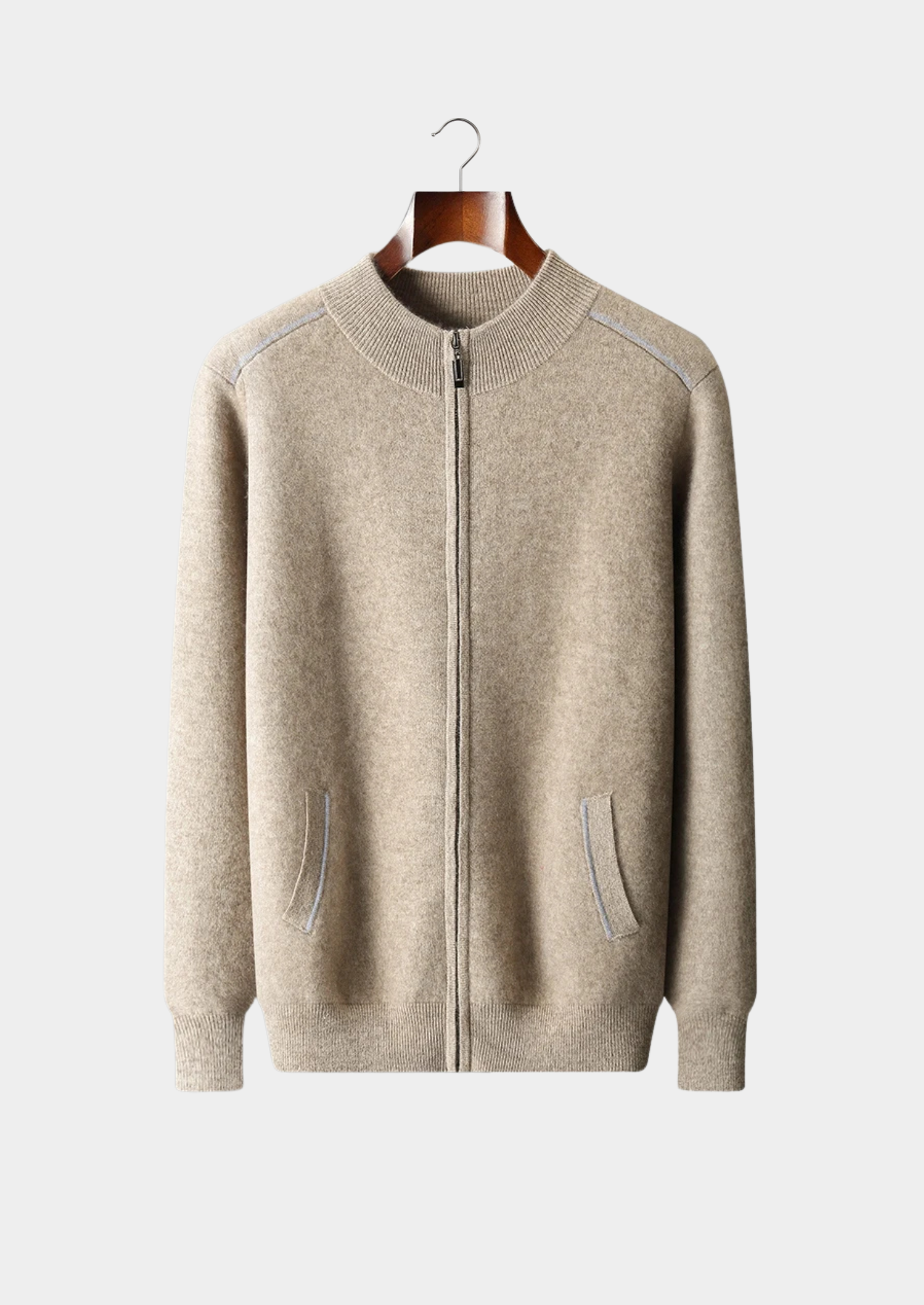 Premium Cashmere Double Tone Zip Cardigan