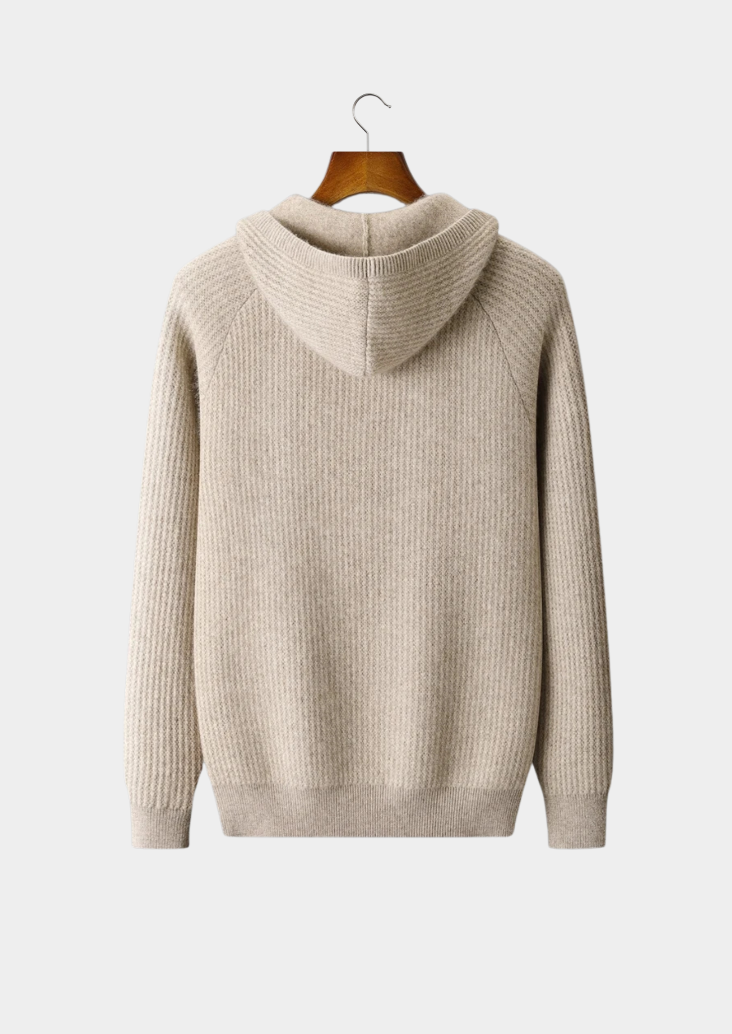 Merino Wool Ribbed Extra-Fine Hoodie With Zip