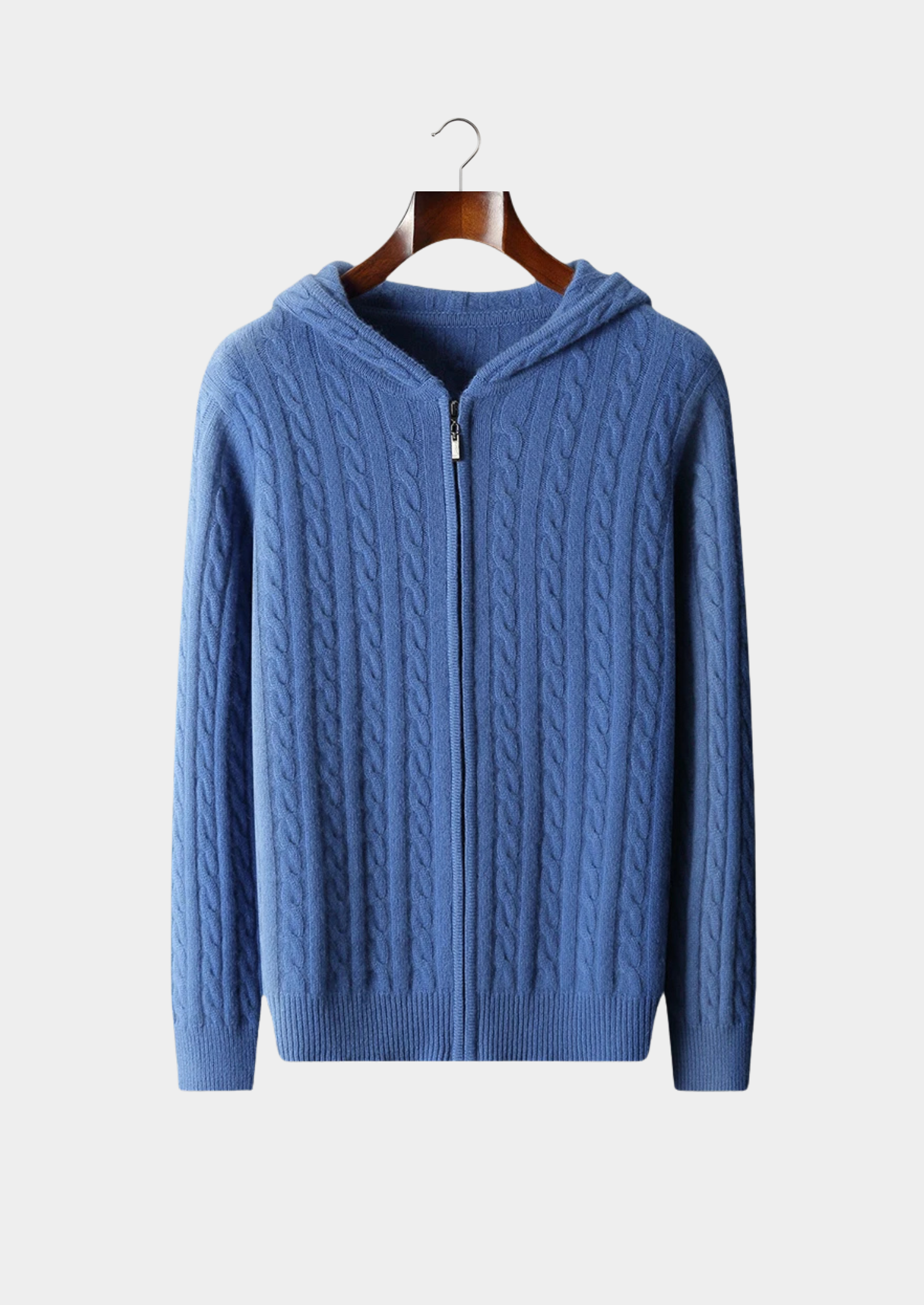 Cable Knit Zip Hoodie Premium Cashmere