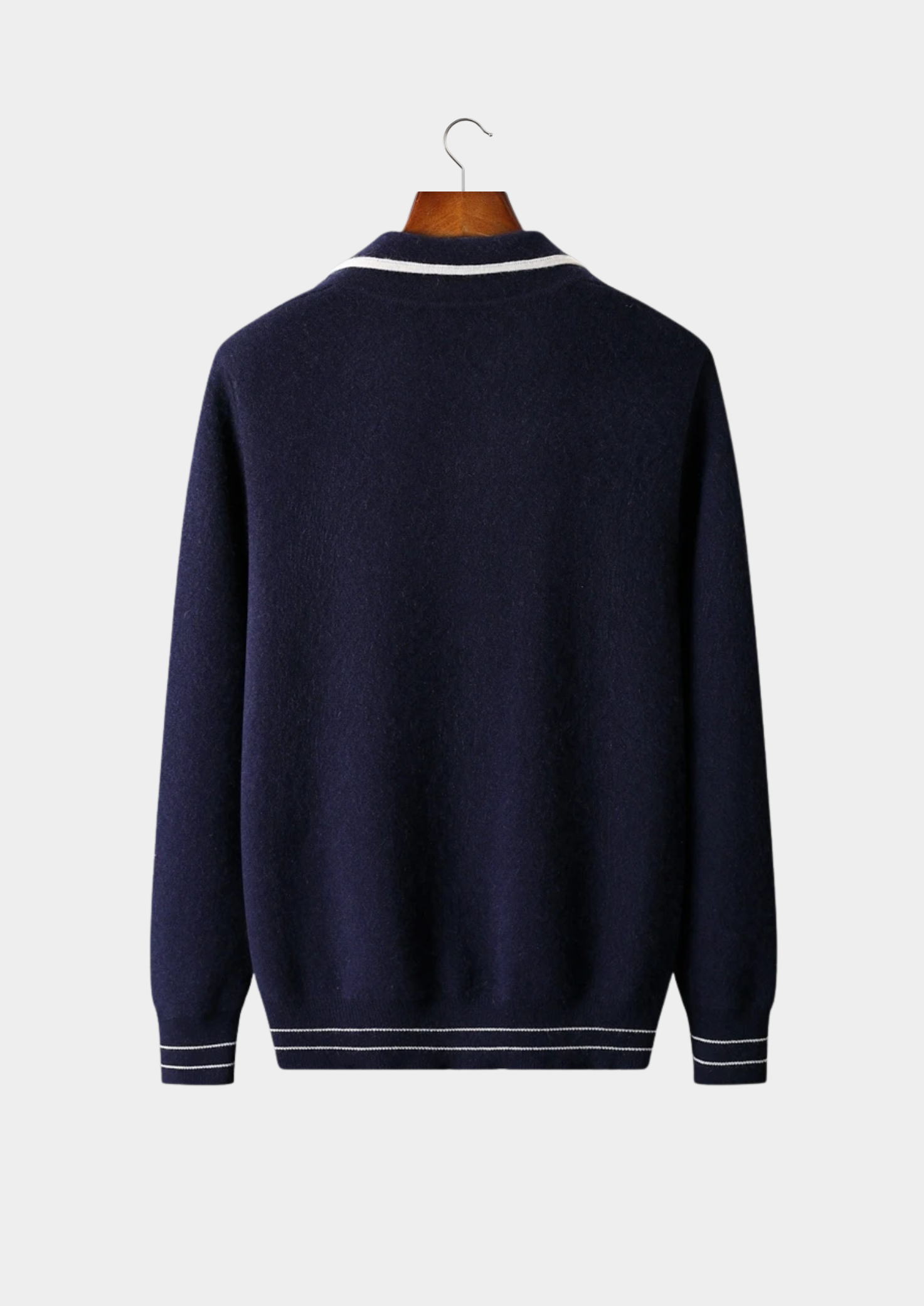 Two-Tone Polo Cardigan Merino Wool Extra-Fine