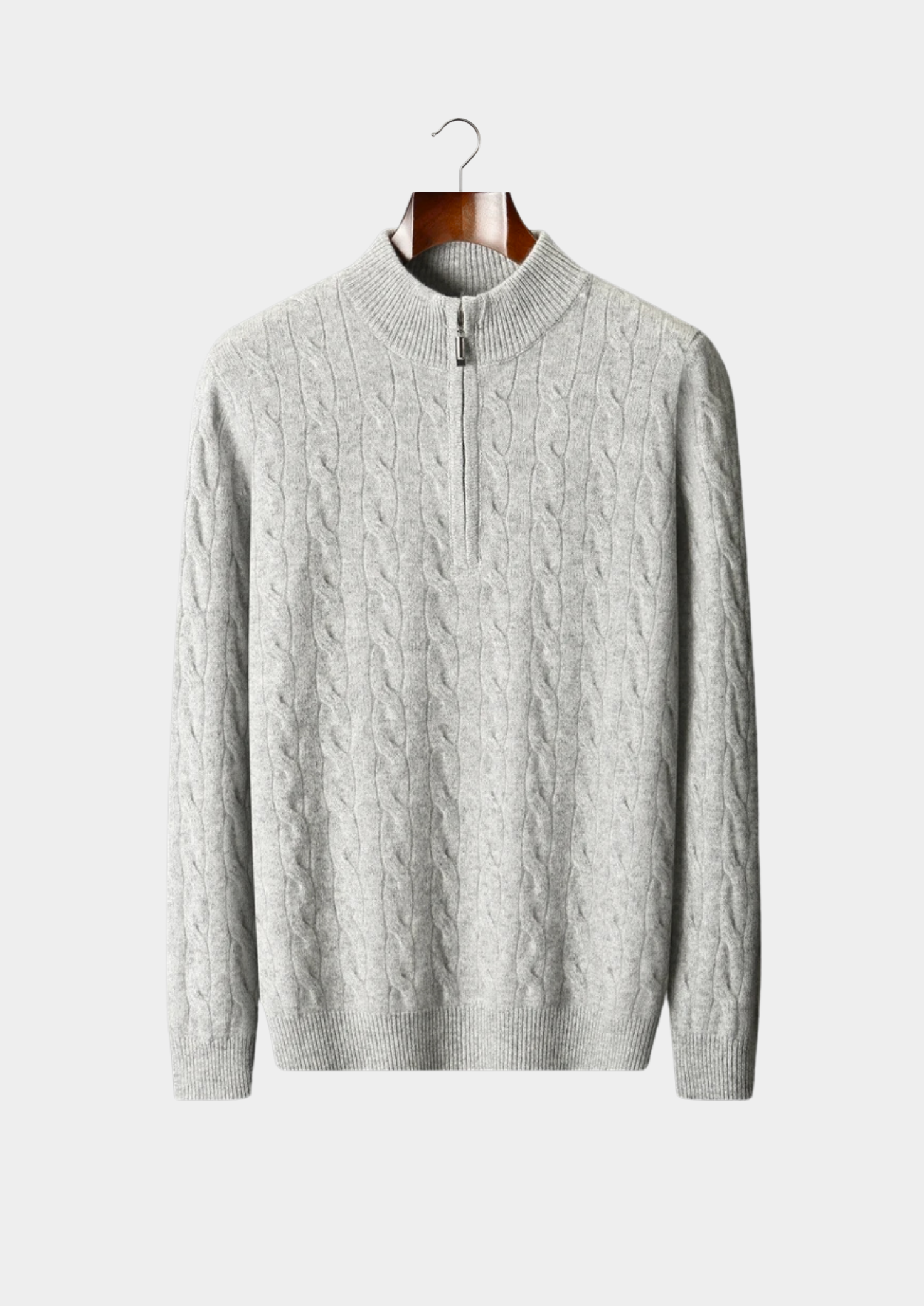 Half Zip Cable Sweater in Merino Wool Extra-Fine