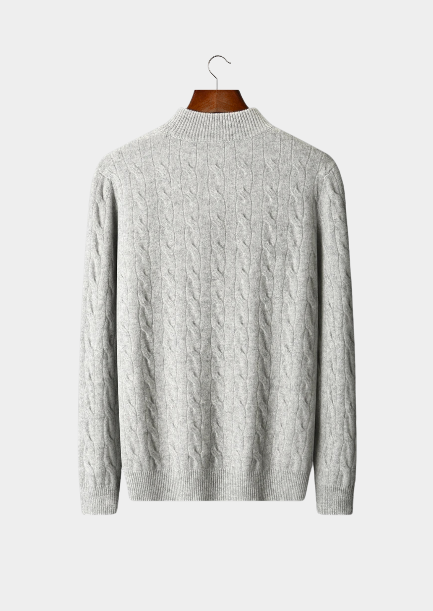Half Zip Cable Sweater in Merino Wool Extra-Fine
