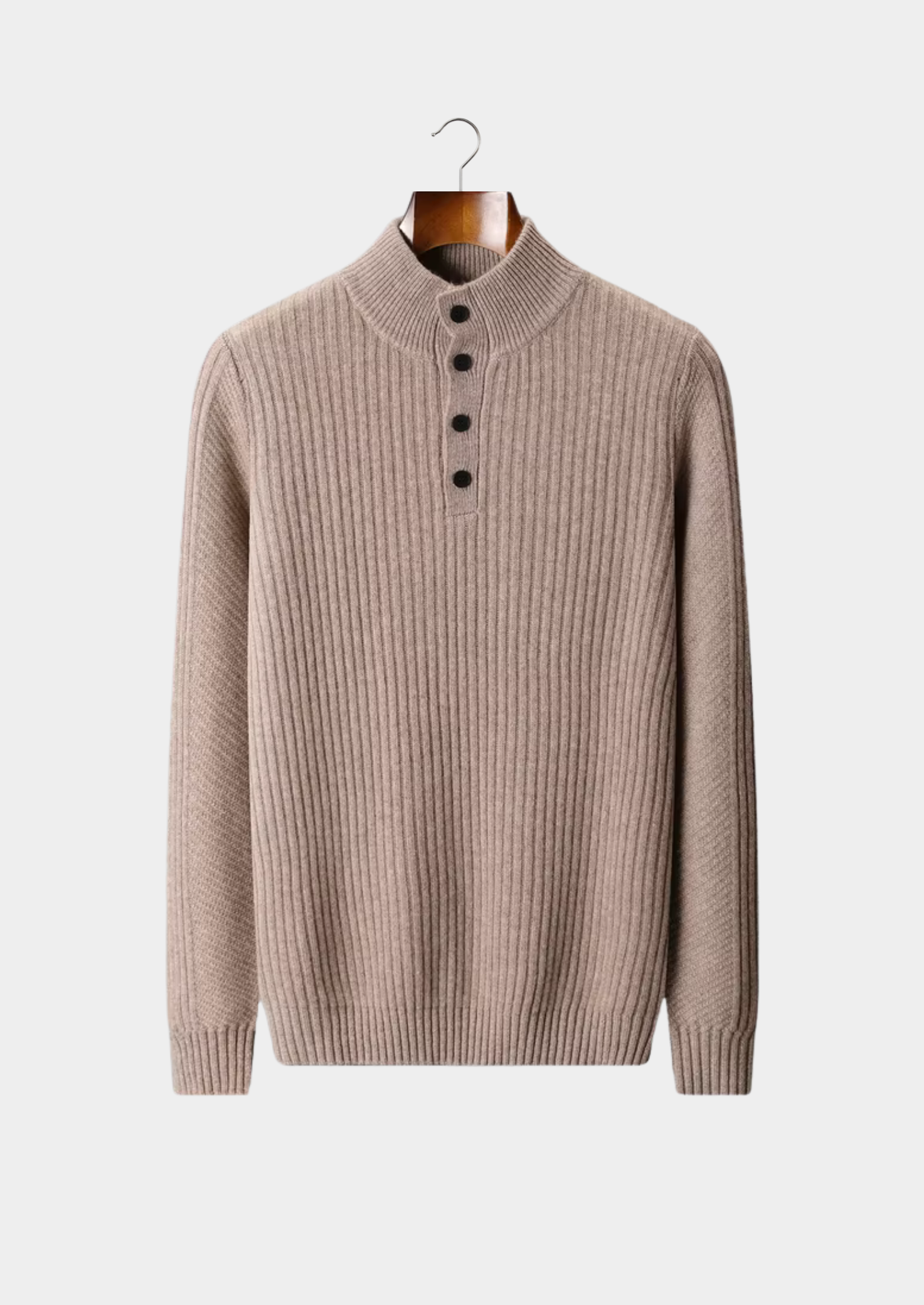 Extra-Fine Merino Wool Ribbed Henley Knit