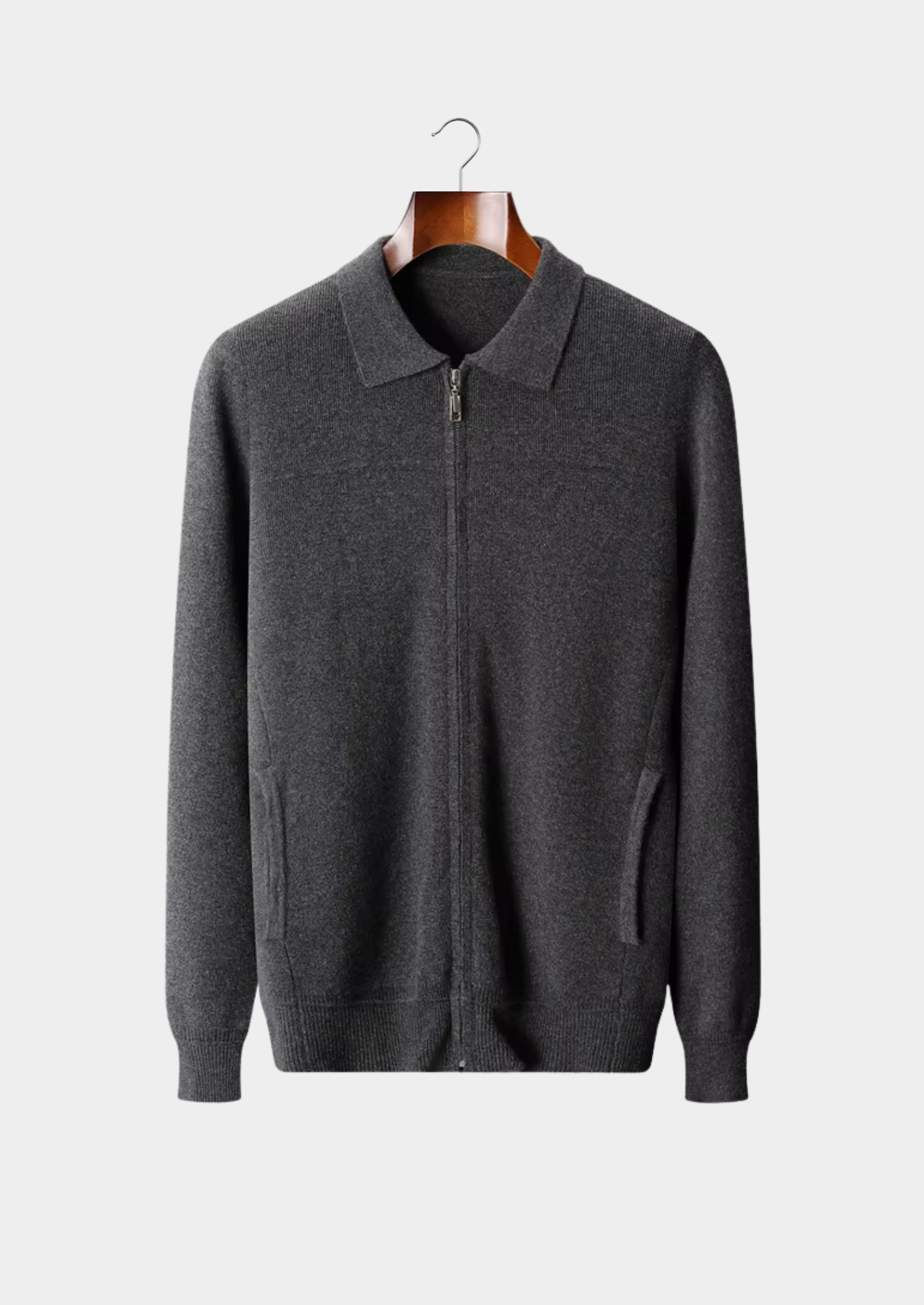Polo Cardigan in Merino Wool Ribbed Knit