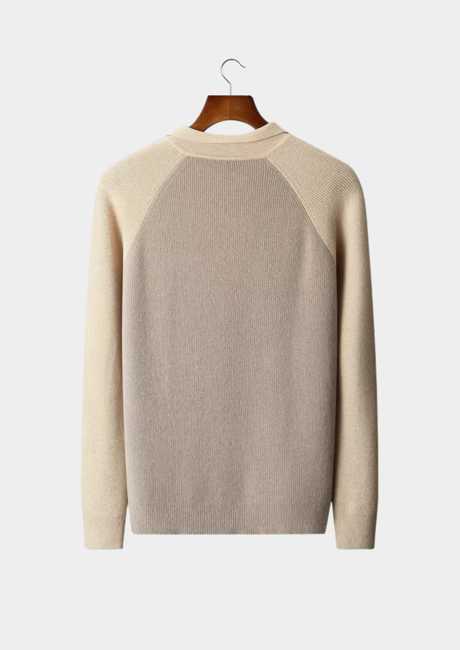 Two-Tone Zip Polo Sweater in Merino Wool Extra-Fine