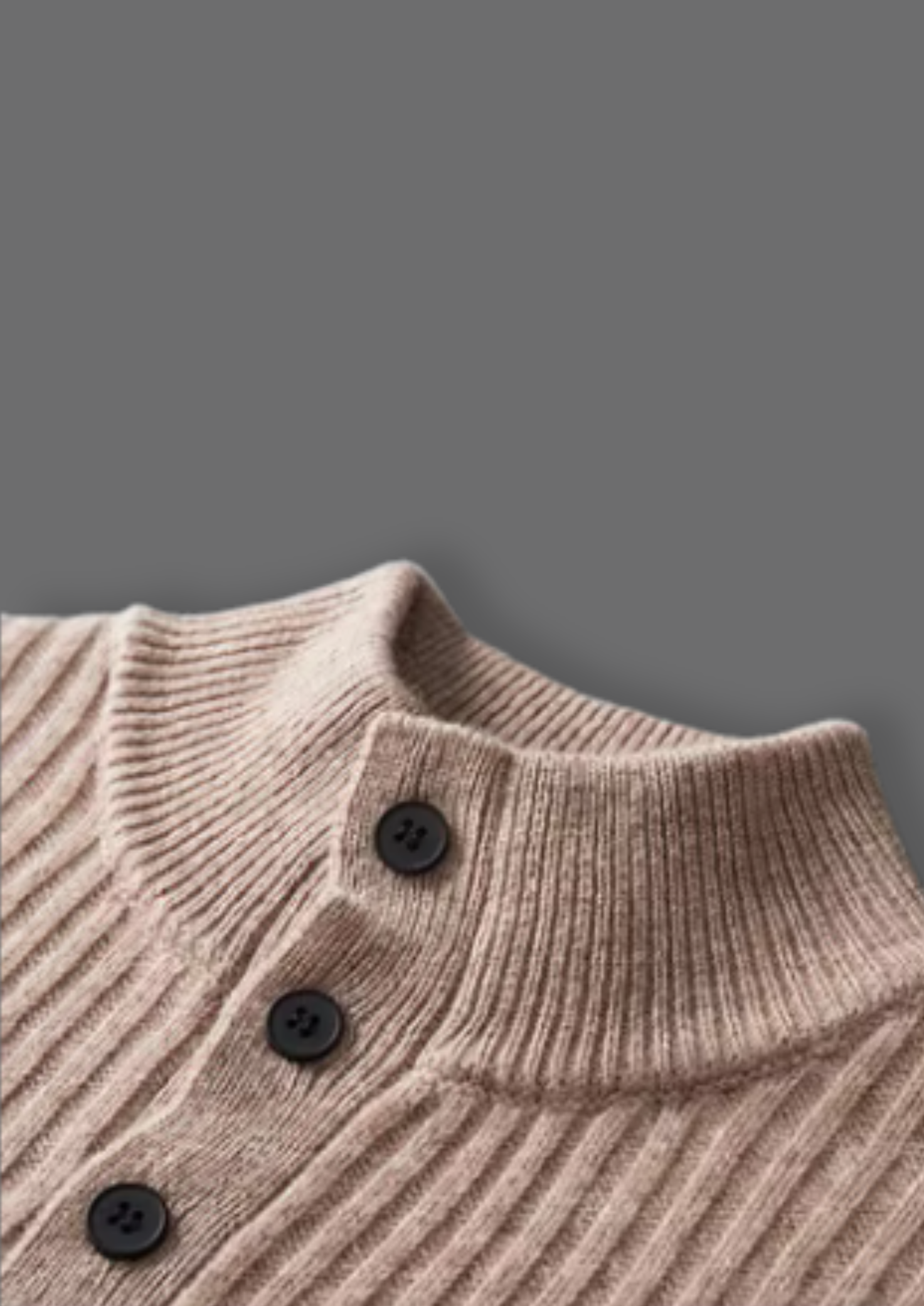 Extra-Fine Merino Wool Ribbed Henley Knit