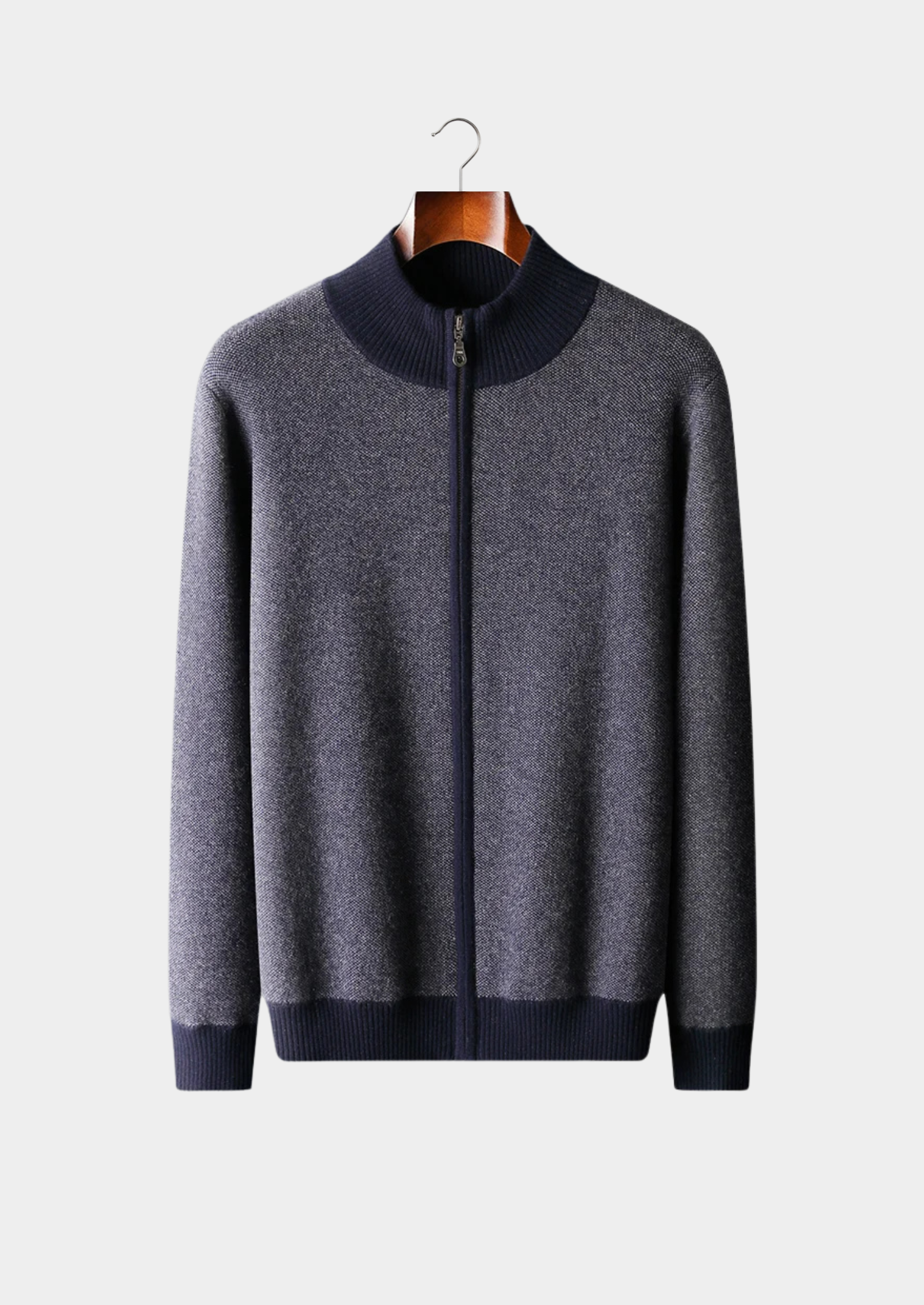 Jacquard Zip Cardigan in Premium Cashmere