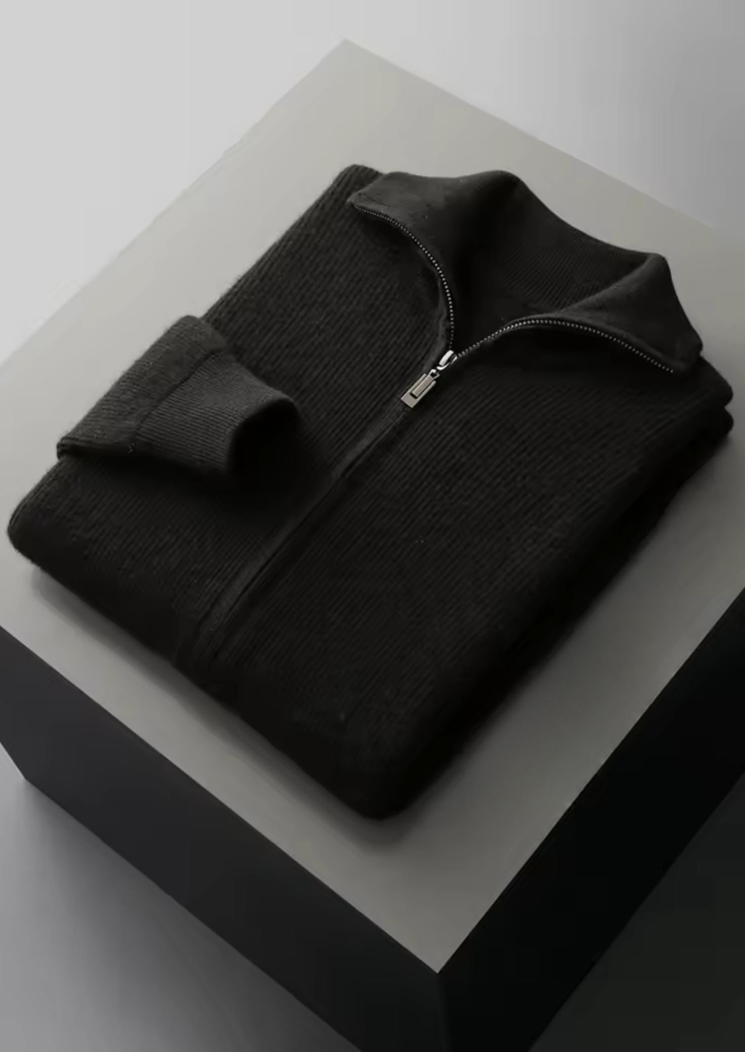 Merino Wool Extra-Fine Zip Cardigan Ribbed