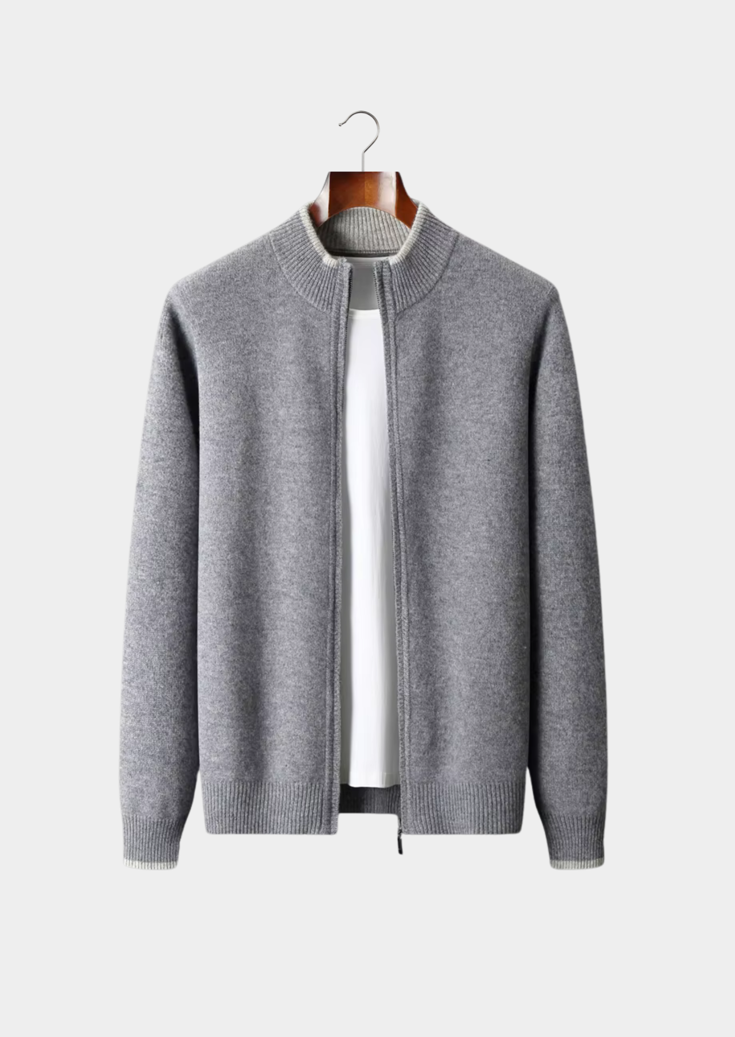 Merino Wool Extra-Fine Two-Tone Knit Cardigan