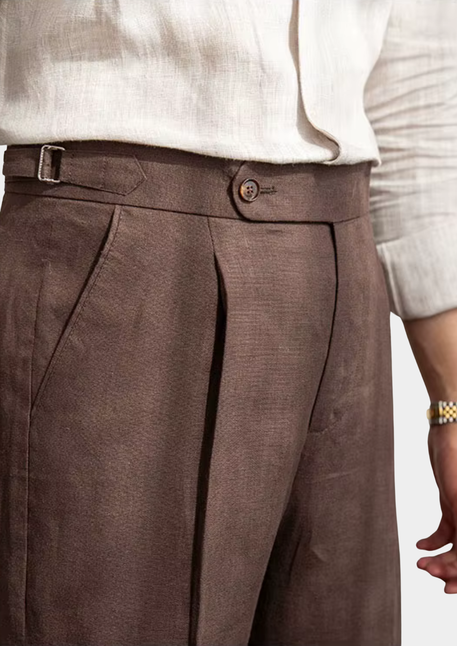 Florence Pleated Tailored Trousers - Dark Brown