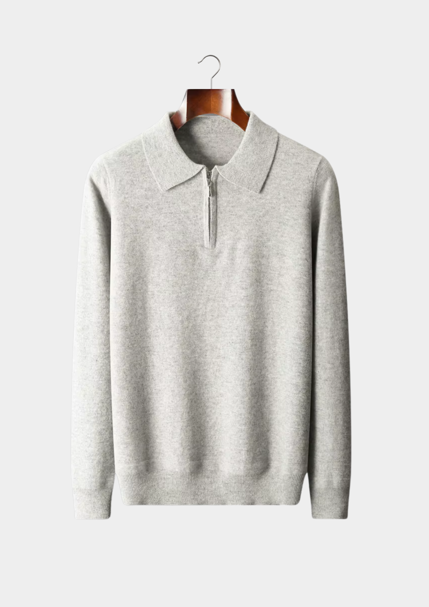 Merino Wool Extra-Fine Half Zip Polo Top